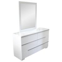 Best Master Athens 2Piece Poplar Wood Dresser and Mirror Set in White Lacquer