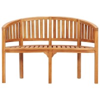 Vidaxl Solid Teak Wood Banana Bench Outdoor Patio Garden Terrace Balcony Backyard Home Wooden Lounge Seating Seat Home Furniture 47.2