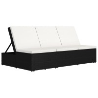 vidaXL Convertible Sun Bed with Cushion Poly Rattan Black 46242