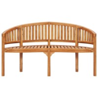 Vidaxl Banana Bench, Outdoor Patio Banana Bench Loveseat With Armrest, Garden Bench For Yard Porch Entryway Lawn Poolside, Solid Wood Teak