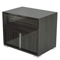 Benjara 2 Drawers Nightstand With Silver Accents And Block Feet, Gray