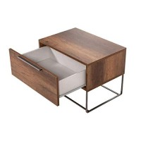 Benjara 1 Drawer Wooden Nightstand With Rectangular Steel Frame Support, Brown