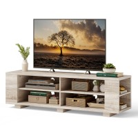 Tangkula Wooden Tv Stand For Tvs Up To 65 Inch Flat Screen, Modern Entertainment Center With 8 Open Shelves, Farmhouse Tv Storage Cabinet For Living Room Bedroom, Tv Console Table (White Oak)