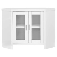 Homeroots Decor 42-Inch X 15.5-Inch X 30-Inch White Corner With Glass Doors Tv Stand