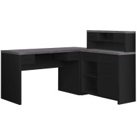 Homeroots Decor 59-Inch X 6275-Inch X 4475-Inch Black, Grey, Particle Board, Hollow-Core - Computer Desk