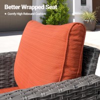 Ovios Patio Furniture Set 5 Pieces Outdoor Wicker Rattan Sofa Couch With Chairs Ottomans And Comfy Cushions All Weather High