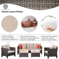 Ovios Patio Furniture Set 5 Pieces Outdoor Wicker Rattan Sofa Couch With Chairs Ottomans And Comfy Cushions All Weather High