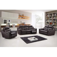 Homeroots Leather Upholsterysolid Wood Frame 200 X 123 X 123 Brown Sofa Set