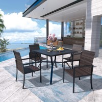 Vicllax Patio Dining Table Outdoor Metal Steel Frame Square Table  Dining Table For 4