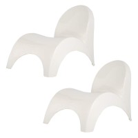 Strata Furniture Angel Trumpet Resin Patio Chairs In White (Set Of 2)