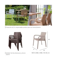 Lagoon Koppla 7027, Rattan Style Plastic Chair, Fiberglass With Uv Protector. Brand 4 Pieces (Coffee)