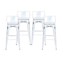Changjie Furniture 24 Inch Bar Stools Counter Height Bar Stools Industrial Metal Barstools Set Of 4 For Home Kitchen (24 Inch, Distressed White)