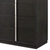 Benjara Five Drawer Wooden Chest With Sled Base Accent, Brown And Silver