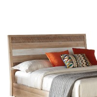 Eastern King Bed with Plank Design Headboard and Round Tapered Legs, Brown