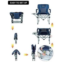 Iclimb Heavy Duty Compact Camping Folding Mesh Chair With Side Table And Handle (Navy)