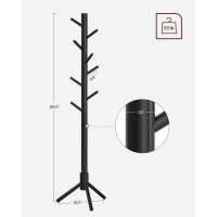 Vasagle Solid Wood Coat Rack Free Standing Coat Rack Treeshaped Coat Rack With 8 Hooks 3 Height Options For Clothes Hats