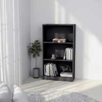 Vidaxl Bookshelf, 3-Layer Design Bookcase, Freestanding Display Storage Shelving, Display Shelf For Living Room Bedroom, Modern, Gray Engineered Wood