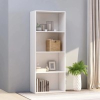 vidaXL Bookshelf, 4-Tier Book Cabinet Bookcase, Wall Bookshelf for Living Room, Freestanding Shelving Unit, Modern, Concrete Gray Engineered Wood