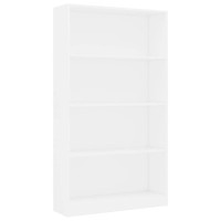 Vidaxl Bookshelf, 4-Layer Design Bookcase, Freestanding Display Storage Shelving, Display Shelf For Living Room, Modern, White Engineered Wood
