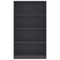Vidaxl Bookshelf, 4-Layer Design Bookcase, Freestanding Display Storage Shelving, Display Shelf For Living Room Bedroom, Modern, Gray Engineered Wood