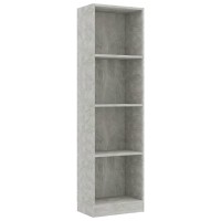 Vidaxl Bookshelf, 4-Layer Design Bookcase, Freestanding Display Shelving, Display Shelf For Living Room, Modern, Concrete Gray Engineered Wood