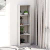 Vidaxl Bookshelf, 4-Layer Design Bookcase, Freestanding Display Shelving, Display Shelf For Living Room, Modern, Concrete Gray Engineered Wood