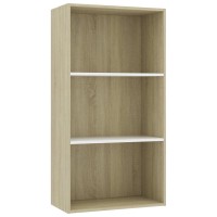 vidaXL 3Tier Book Cabinet White and Sonoma Oak 236x118x449 Chipboard 800977