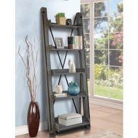 Industrial Open Ladder Bookcase in Washed Driftwood Finish