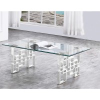 Clear Glass Coffee Table with Silver Stainless Steel legs