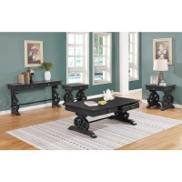 Solid Wood Coffee Table and Two End Tables and One Console Table in Dark Gray