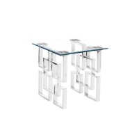 Clear Glass End Table with Silver Stainless Steel legs