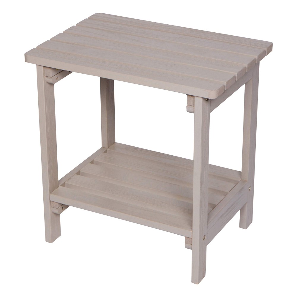 Shine Company Providence Rectangular Solid Wood Side Table Outdoor Adirondack Patio Table Graystone