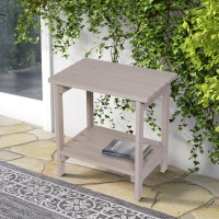 Shine Company Providence Rectangular Solid Wood Side Table Outdoor Adirondack Patio Table Graystone