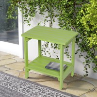 Shine Company Providence Rectangular Solid Wood Side Table  Outdoor Adirondack Patio Table  Lime Green