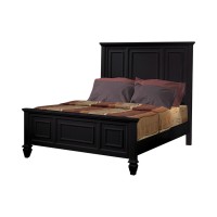 Panel Design High Headboard Eastern King Bed with Molded Details, Black