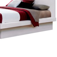 Platform Style Queen King Size Bed with Rail Seating, White