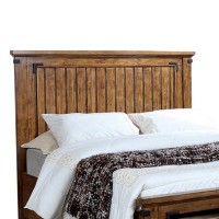2 Drawers Eastern King Bed with Plank Detailing and Metal Accents, Brown