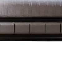 Leatherette California King Bed with Vertical Tufting, Black and Gray