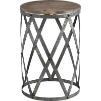 FirsTime & Co. Westbrook Farmhouse Cottage Galvanized Table, American Crafted, Weathered Brown, 13.5 x 13.5 x 20 ,