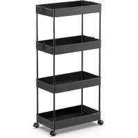 Spacekeeper Storage Cart 4Tier Bathroom Rolling Cart Utility Storage Organizer Shelf Mobile Shelving Unit For Kitchen Living R