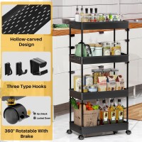 Spacekeeper Storage Cart 4Tier Bathroom Rolling Cart Utility Storage Organizer Shelf Mobile Shelving Unit For Kitchen Living R