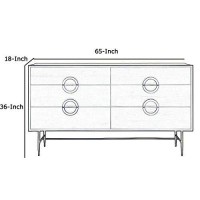 Benjara 6 Drawer Dresser With Semi Circle Brass Pulls And Floor Protectors, Brown