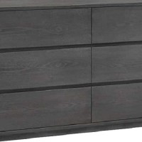 Benjara Contemporary 6 Drawer Dresser With Plinth Base And Wood Grain Details, Gray