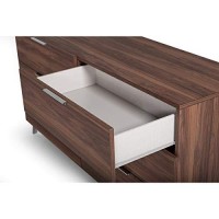 Benjara 6 Drawer Transitional Dresser With Wood Grain Details And Metal Legs, Brown