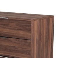 Benjara 6 Drawer Transitional Dresser With Wood Grain Details And Metal Legs, Brown