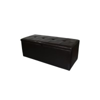 Benjara Wooden Shoe Storage Bench With Tufted Leatherette Seating, Brown