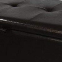 Benjara Wooden Shoe Storage Bench With Tufted Leatherette Seating, Brown