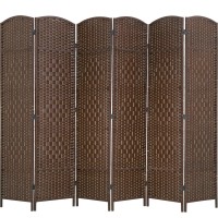 Room Divider 6 Panel Folding Privacy Divider 6 Ft Indoor Wall Divider Portable Partition Wood Screen, Brown