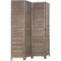 4 Panel Wood Room Divider 5.75 Ft Tall Privacy Wall Divider 68.9