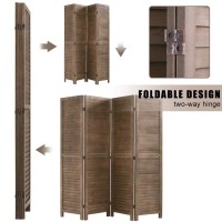 4 Panel Wood Room Divider 5.75 Ft Tall Privacy Wall Divider 68.9